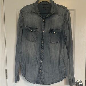 Express Men’s Denim Button-Up Shirt